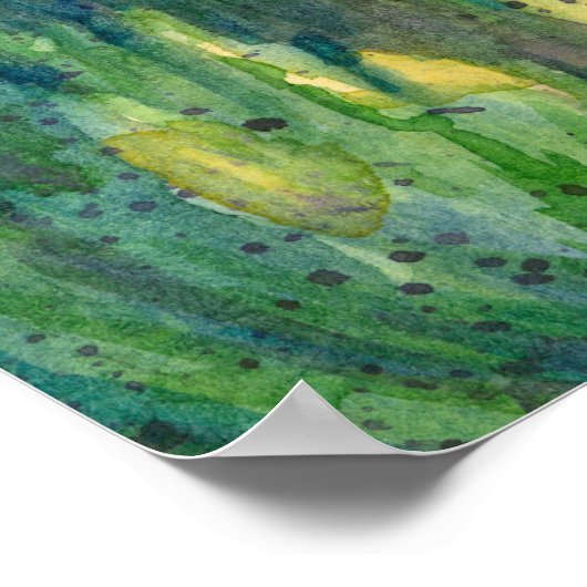 赤いポピーの水の色の花のウ色彩の鮮やかィンドウ ポスター (角)