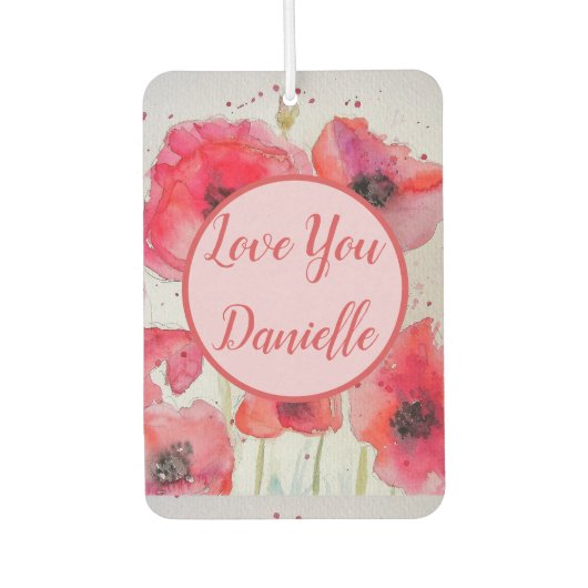 赤いポピーの水の色の花の車の空気フレッシュナー カーエアーフレッシュナー (正面)