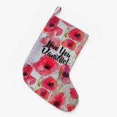 赤いポピーの水の色の花フローララブストッキング スモールクリスマスストッキング (正面 (吊り時))