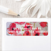 赤いポピーの水彩の花の差出人住所ラベル ラベル (インサイチュ)