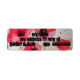 赤いポピーの水彩の花の差出人住所ラベル ラベル