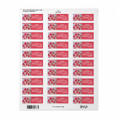 赤いポピーの水彩の花の差出人住所ラベル ラベル (フルシート)