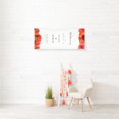 赤いポピーの水彩画 ウェディングへようこそ 横断幕 (インサイチュ)