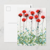 赤いポピーの水彩花のポストカード ポストカード (正面/裏面)