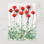 赤いポピーの水彩花のポストカード ポストカード (正面)