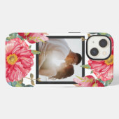 赤いポピーの水彩花の写真パーソナライズ iPhoneケース (裏面横)