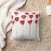 赤いポピーの水彩花の植物芸術の投げパイ クッション (ブランケット)