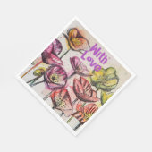 赤いポピーの水色ブライトピンクフローラ花 スタンダードランチョンナプキン (角)