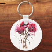 赤いポピーの水色 キーホルダー (正面)