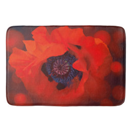 赤いポピーの濃い背景と《写真》ぼけ味効果 バスマット