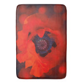 赤いポピーの濃い背景と《写真》ぼけ味効果 バスマット (正面縦)