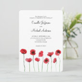 赤いポピーの結婚式招待状 招待状 (スタンド正面)