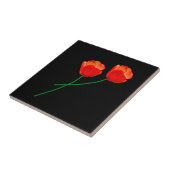 赤いポピーの花ぜいたくな黒 タイル (側面)