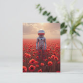 赤いポピーの花のアストロノート ポストカード (スタンド正面)