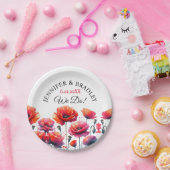 赤いポピーの花のウェディング ペーパープレート (パーティー)