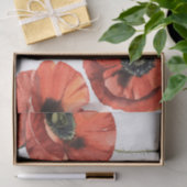 赤いポピーの花のパターンの切り離し 薄葉紙 (ギフト)