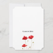 赤いポピーの花の卒業お礼カード 招待状 (裏面)