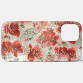 赤いポピーの花の植物学的なパターン Case-Mate iPhoneケース (裏面 (横))