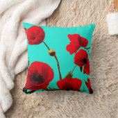赤いポピーの花の水のカラーエフェクトフローラ抽象芸術 クッション (ブランケット)