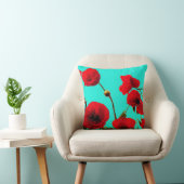 赤いポピーの花の水のカラーエフェクトフローラ抽象芸術 クッション (椅子)