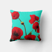 赤いポピーの花の水のカラーエフェクトフローラ抽象芸術 クッション (裏面)
