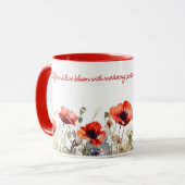 赤いポピーの花の水彩プリント マグカップ (正面左)