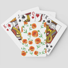 赤いポピーの花の水色のクラシックトランプ トランプ