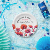 赤いポピーの花の結婚式 ペーパープレート (パーティー)