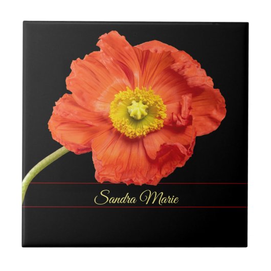 赤いポピーの花をパーソナライズ タイル (正面)