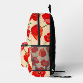 赤いポピーの花をベージュバックグラウンドイラストレーション プリントバックパック (右)