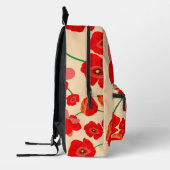 赤いポピーの花をベージュバックグラウンドイラストレーション プリントバックパック (左)