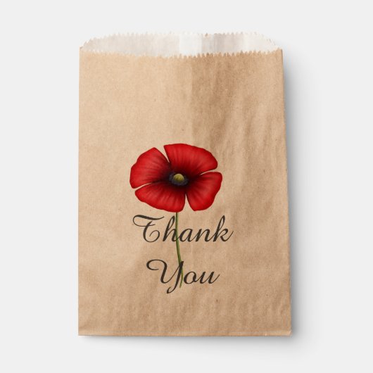 赤いポピーの花エレガントありがとうクラフト フェイバーバッグ (正面)