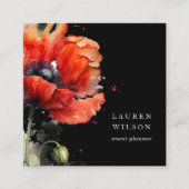 赤いポピーの花エレガント名刺 スクエア名刺 (正面)