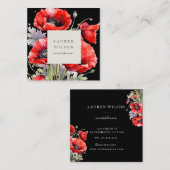赤いポピーの花エレガント名刺 スクエア名刺 (正面/裏面)