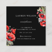 赤いポピーの花エレガント名刺 スクエア名刺 (裏面)