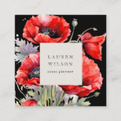 赤いポピーの花エレガント名刺 スクエア名刺 (正面)