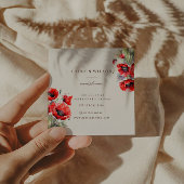 赤いポピーの花エレガント名刺 スクエア名刺