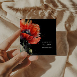 赤いポピーの花エレガント名刺 スクエア名刺