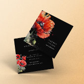 赤いポピーの花エレガント名刺 スクエア名刺