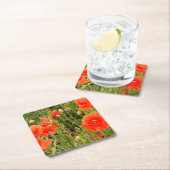 赤いポピーの花カスタムは、コースター スクエアペーパーコースター (インサイチュ)
