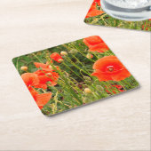 赤いポピーの花カスタムは、コースター スクエアペーパーコースター (アングル)