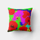 赤いポピーの花カラフルフローラモダンArt 2020 クッション (裏面)