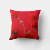 赤いポピーの花カラフルフローラ抽象芸術明るい クッション (裏面)