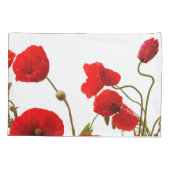 赤いポピーの花カラフルフローラ抽象芸術白 枕カバー (裏面)