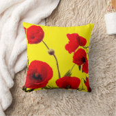 赤いポピーの花カラフルフローラ抽象芸術黄 クッション (ブランケット)