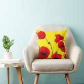 赤いポピーの花カラフルフローラ抽象芸術黄 クッション (椅子)