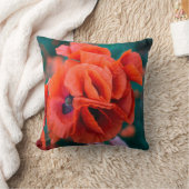 赤いポピーの花カラフルフローラ抽象芸術黒 クッション (ブランケット)