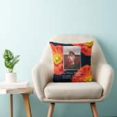 赤いポピーの花フォトフレームモダン卒業 クッション (椅子)