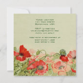 赤いポピーの花フローラ牧草地ベビーシャワー 招待状 (裏面)