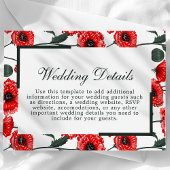 赤いポピーの花フローラ結婚詳細カード エンクロージャーカード